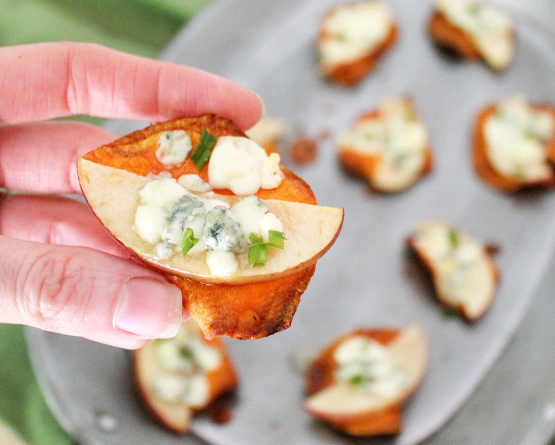 Apples and Blue Cheese Sweet Potato Bites