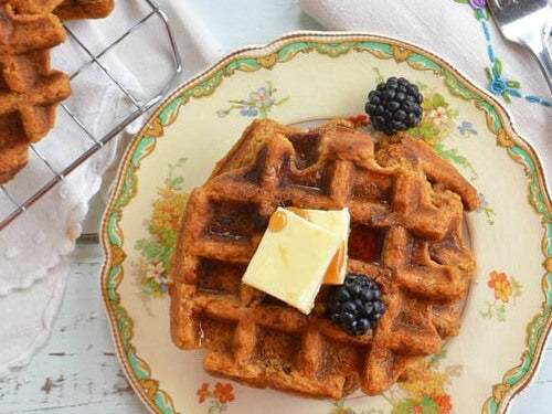 Sweet Potato Spiced Rum Waffles