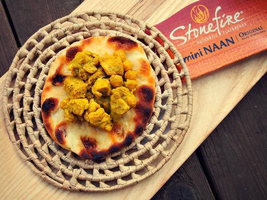 Chickpea Chicken Curry Bites on Mini Naan