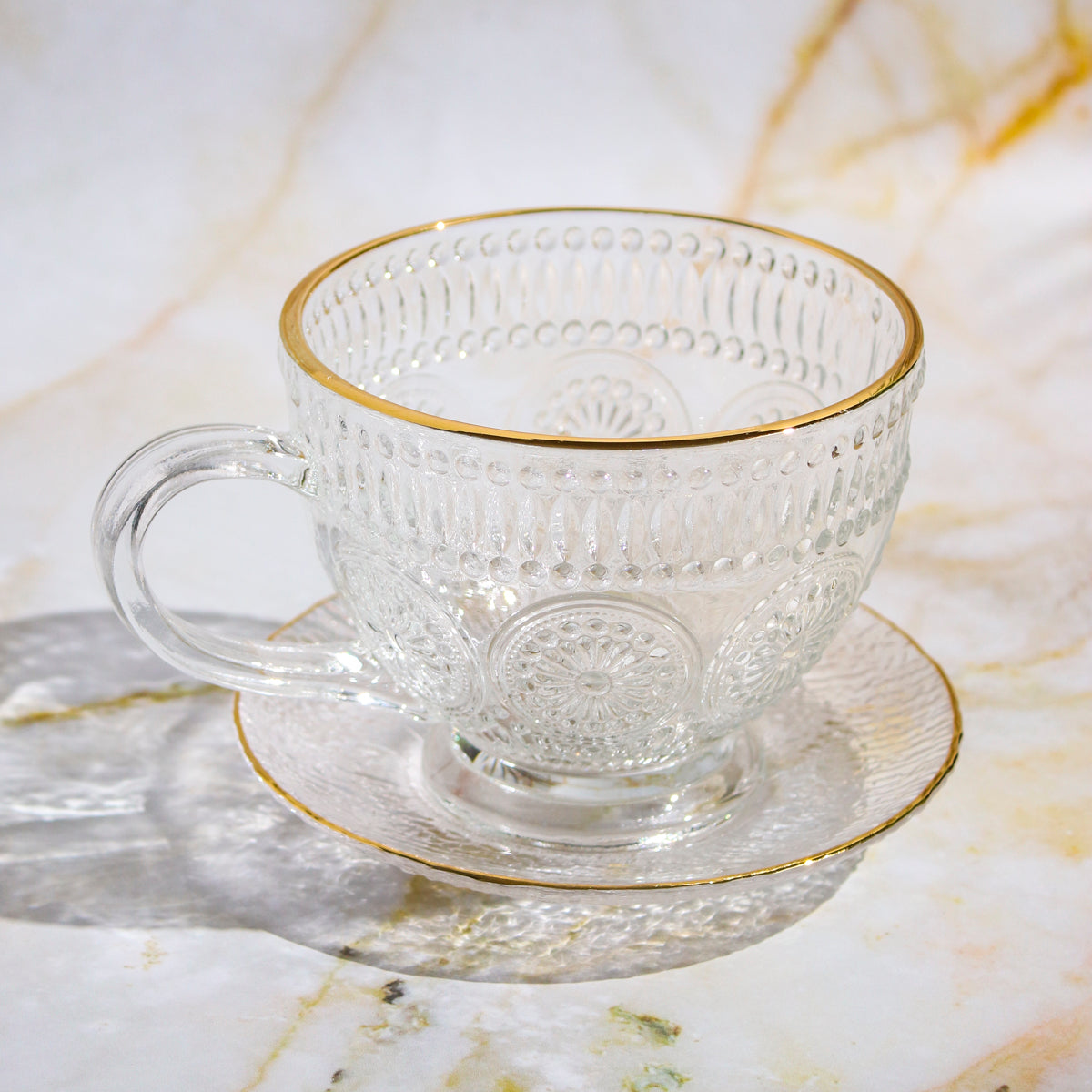 Café Society Glass Teacup & Saucer