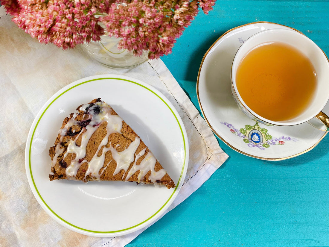 Earl Grey Blackberry Scones with Lemon Glaze