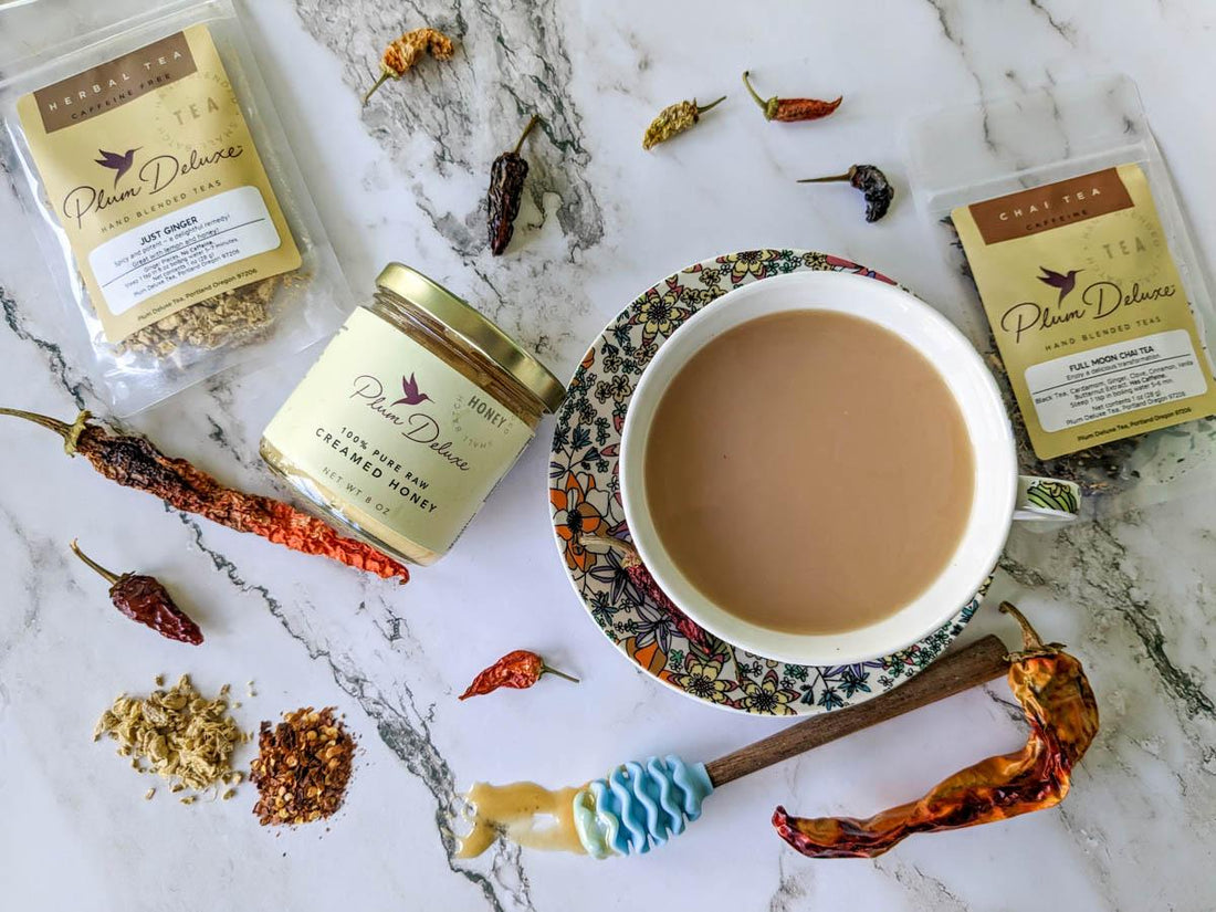 Hot honey, honey combined with spicy peppers, is all the rage right now, and it's for good reason. Hot honey is a delicious and versatile condiment, it even compliments tea. Here's our hot honey recipe with a Plum Deluxe twist.
