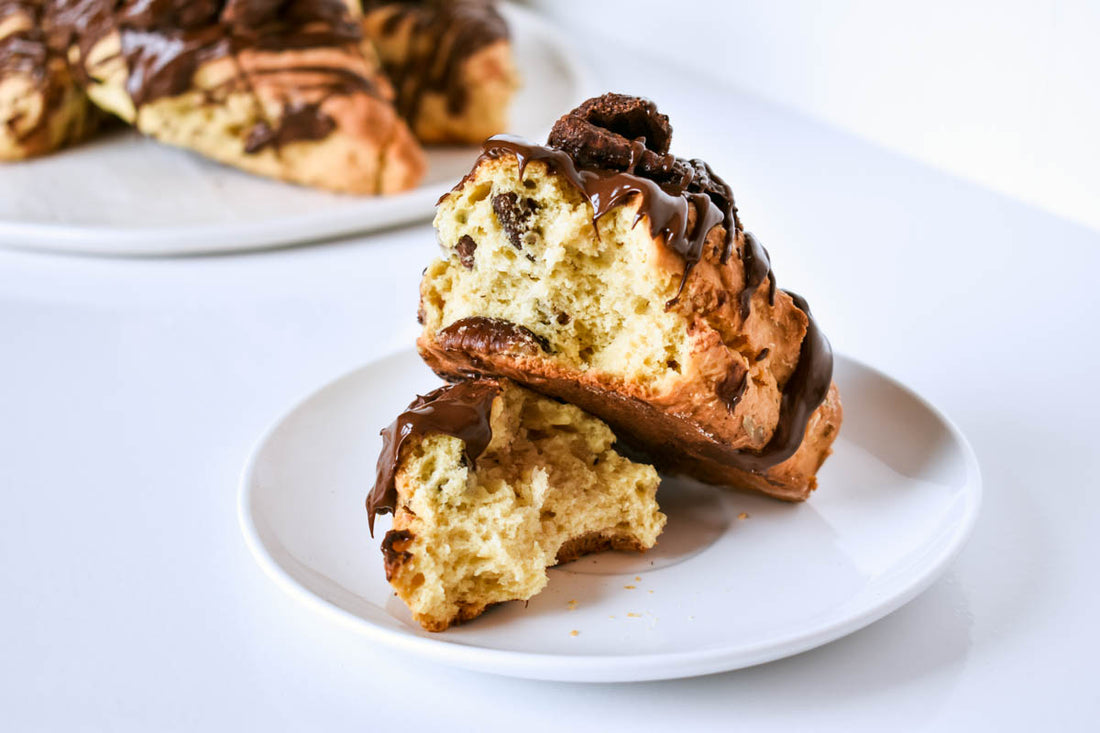 Naturally sweetened by nature’s finest syrup, adorned with a beloved nut, encircled in a perfectly crafted scone, topped with chocolate drizzle and tea-soaked roasted pecans with a special coating, this maple pecan scone recipe has me salivating!