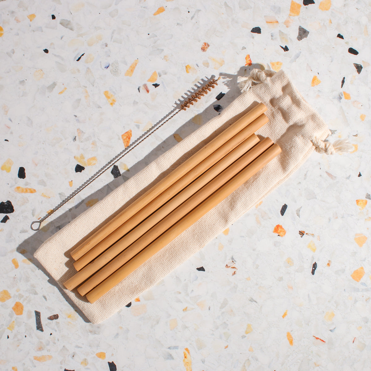 Organic Bamboo Straws (5-Pack w- Cleaning-Brush)