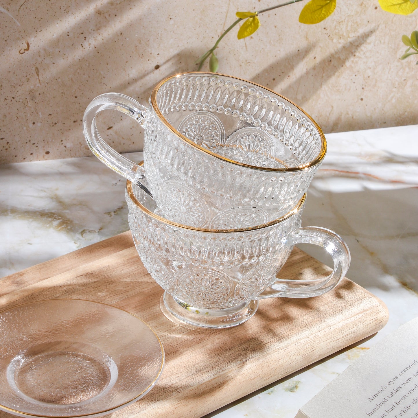 Café Society Glass Teacup & Saucer