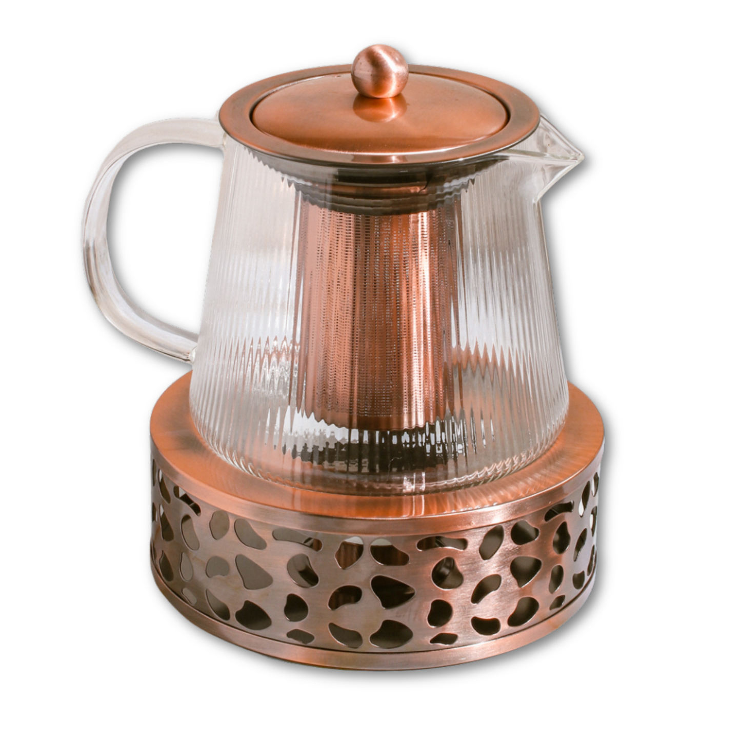 Copper Rose Glass Teapot with Teapot Warmer – Plum Deluxe Tea Copper Rose Glass Teapot with Teapot Warmer – Plum Deluxe Tea