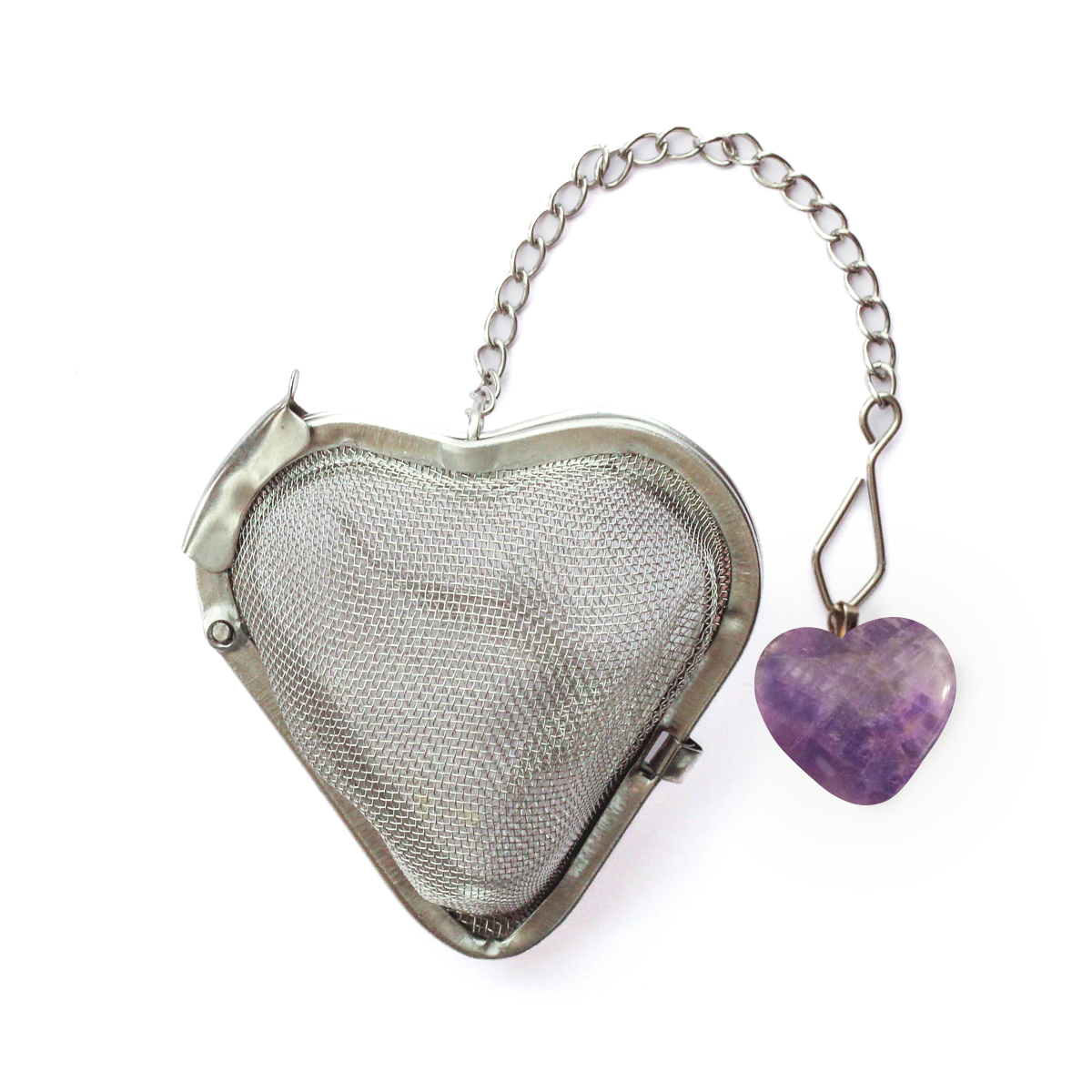 Gemstone Heart Tea Infuser (Rose Quartz - Amethyst)