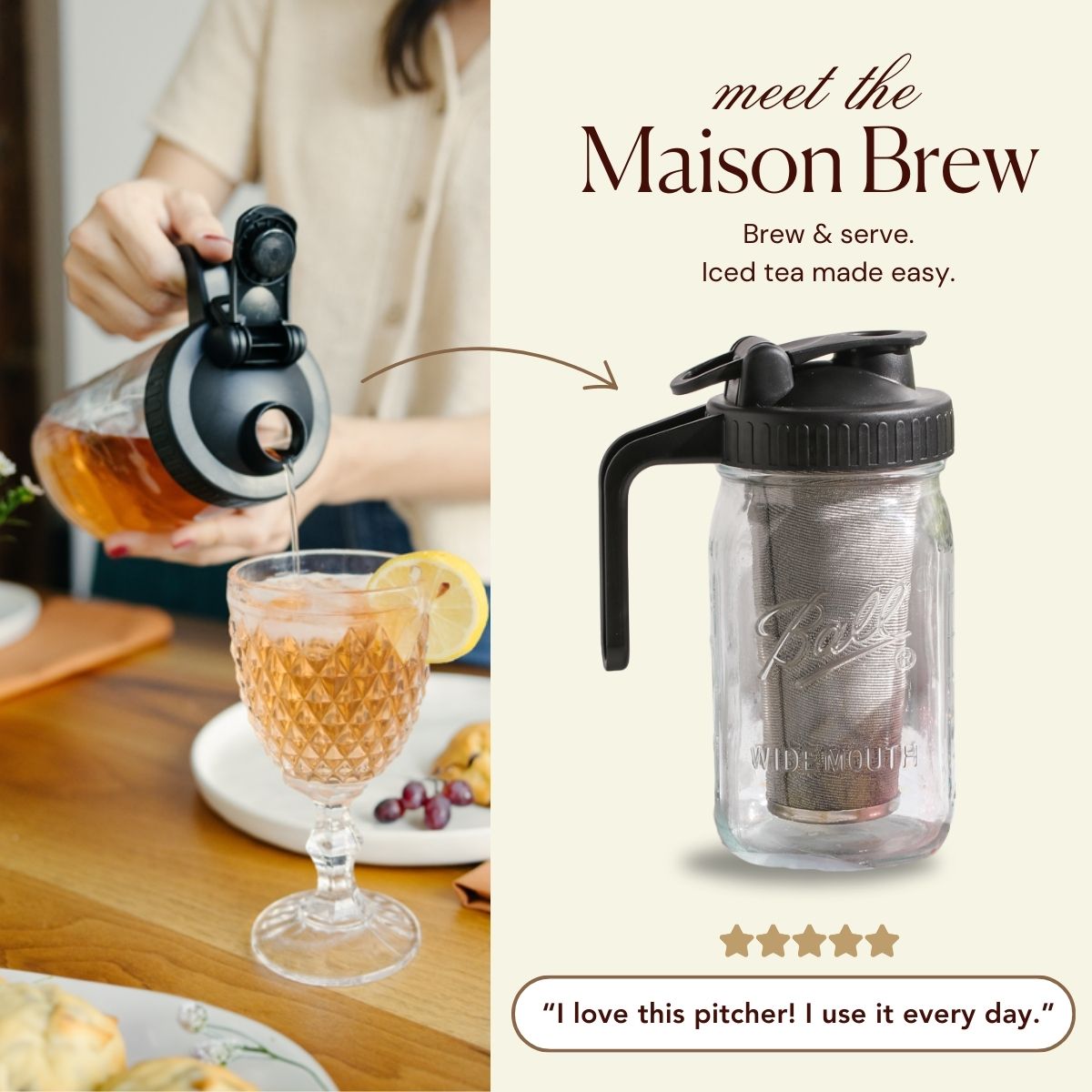 Maison Brew - Cold Brew Iced Tea Mason Jar