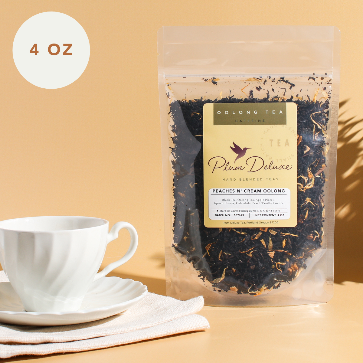 Peaches 'n' Cream Oolong Tea (Peach-Vanilla) – Plum Deluxe Tea Peaches 'n' Cream Oolong Tea (Peach-Vanilla) – Plum Deluxe Tea