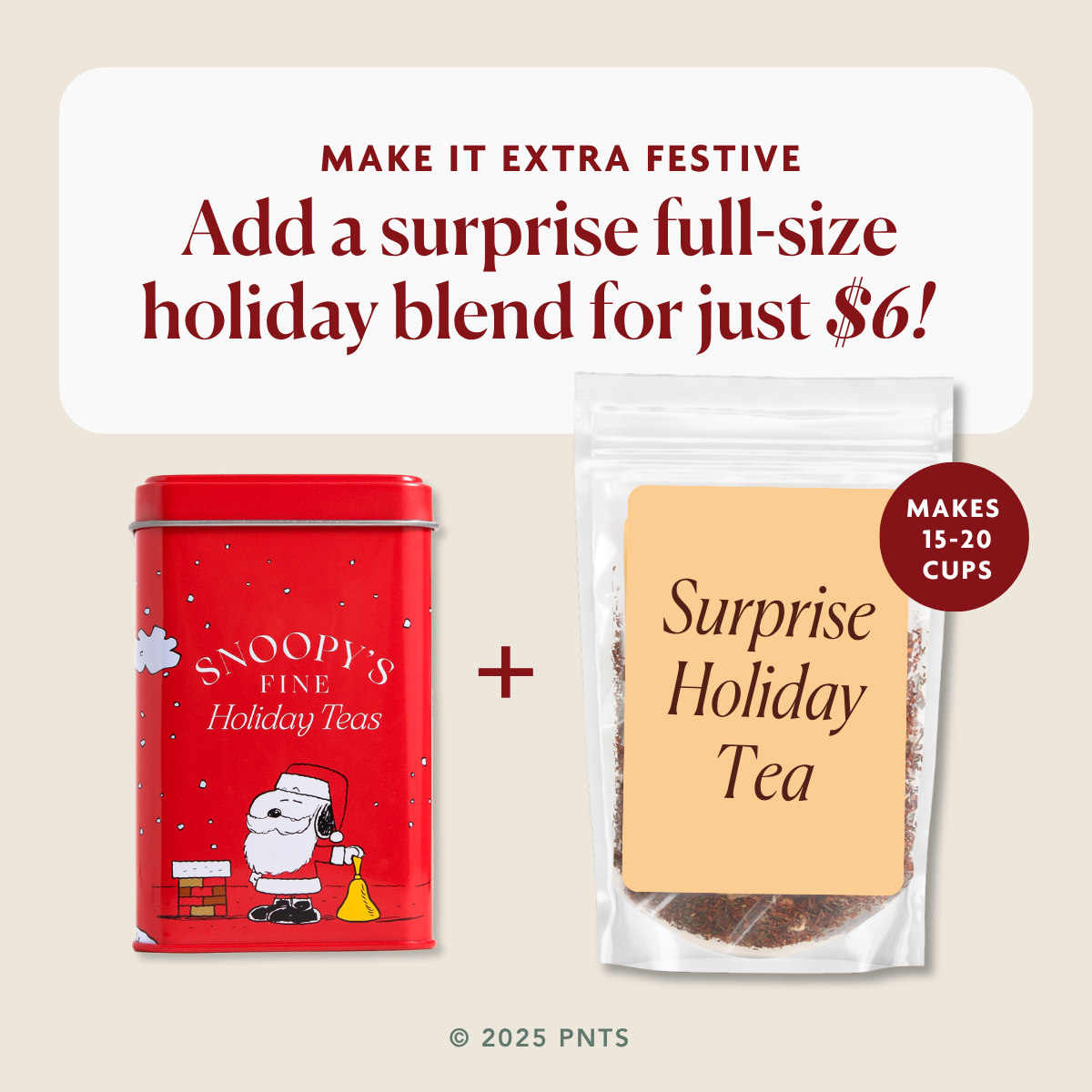 Snoopy’s Fine Holiday Teas Gift Tin (Tin + 5 Sample Flavors)