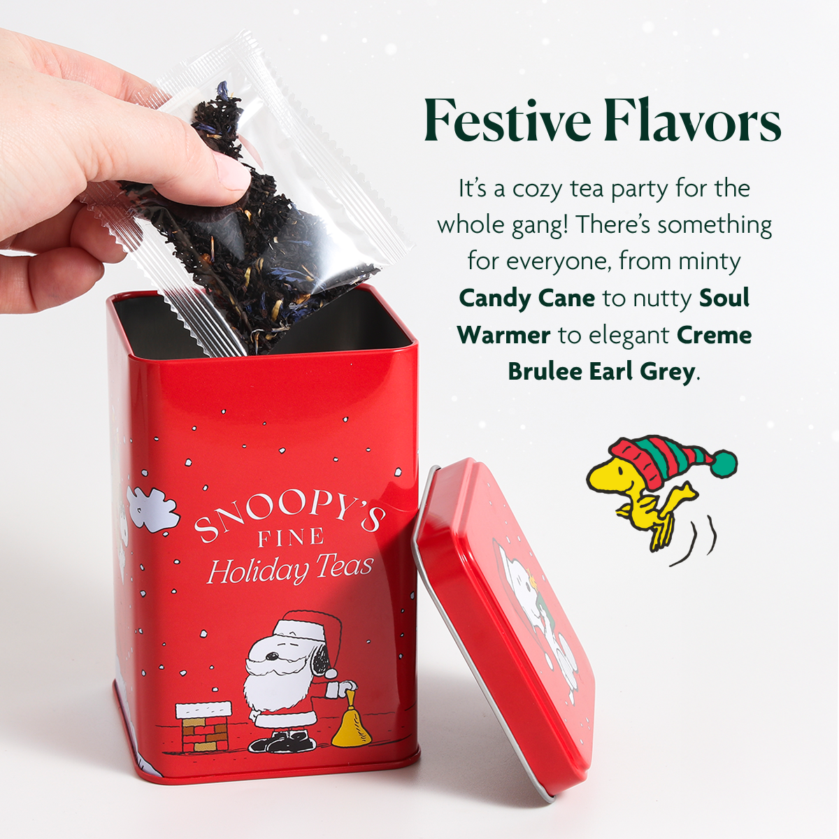 Snoopy’s Fine Holiday Teas Gift Tin (Tin + 5 Sample Flavors)