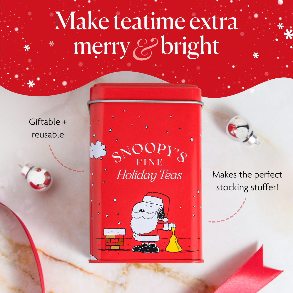 Snoopy’s Fine Holiday Teas Gift Tin (Tin + 5 Sample Flavors)