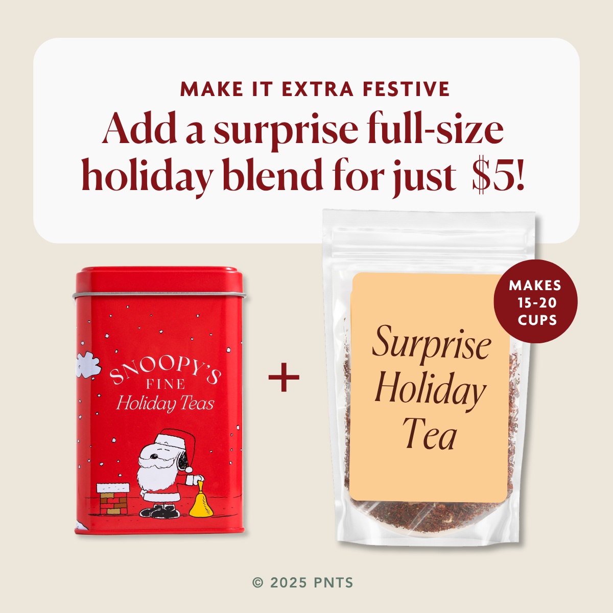 Snoopy’s Fine Holiday Teas Gift Tin (Tin + 5 Sample Flavors)