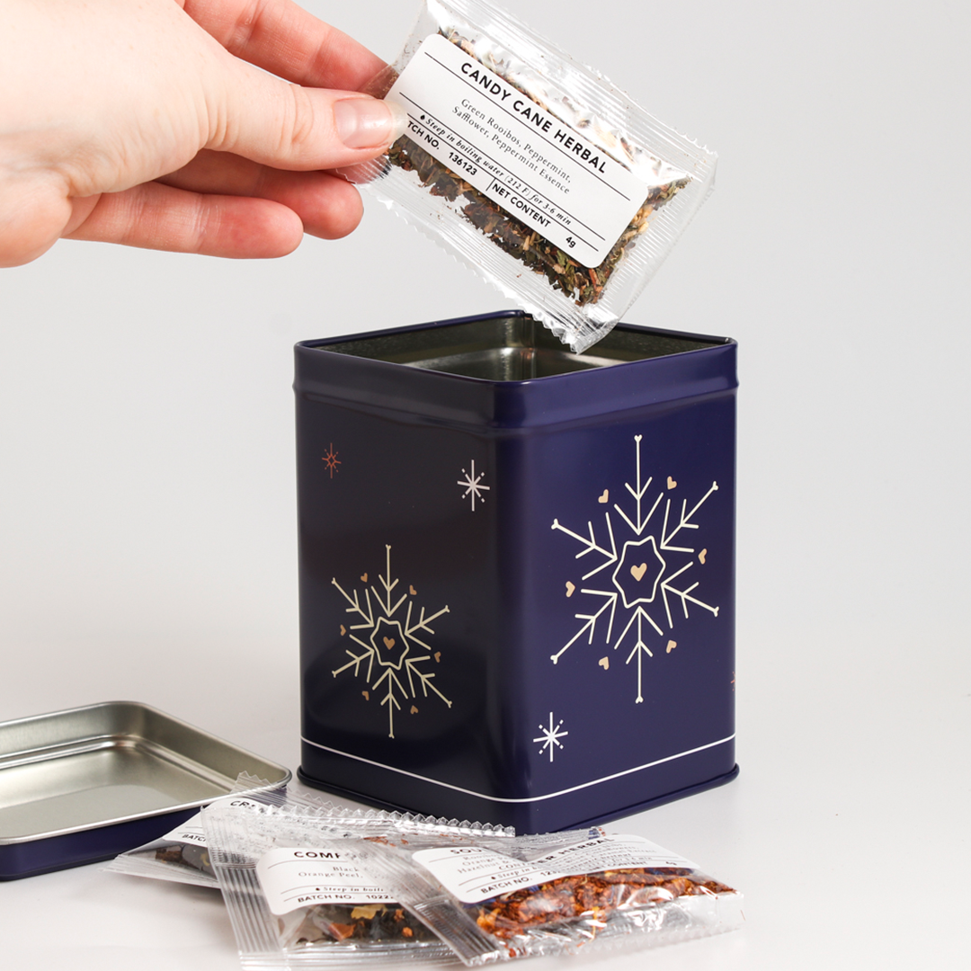 Snowflake Tea Tin Gift (Packed with 4 Tea Samples)