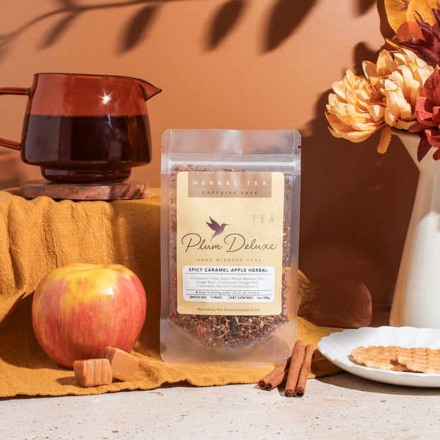 Spicy Caramel Apple Cinnamon Herbal Tea – Plum Deluxe Tea