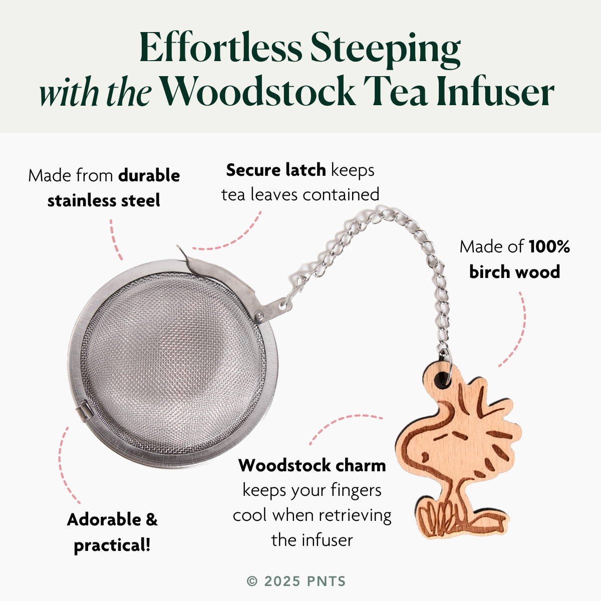 Woodstock Loose Leaf Tea Ball Infuser with Charm