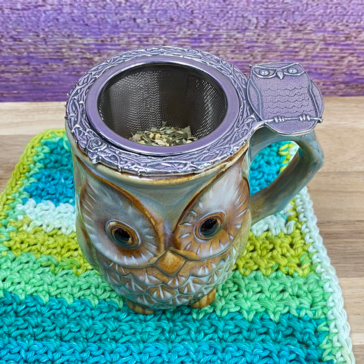 Wise Owl Pewter Tea Infuser and Mug