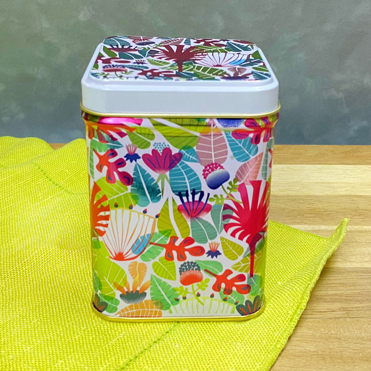 tropical flower tin